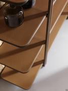 Detail of the leather shelves 