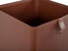 Details of the leather basket, an optional accessory for the Ansbach bookcase compartments