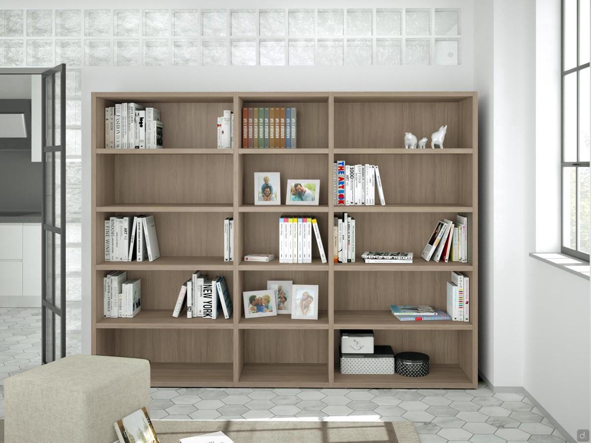 Almond d.45,6 wall modular bookcase cm 243 (modules 90 + 60 + 90) h.186