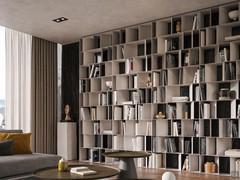 Important full-wall composition obtained by joining several Nautilus bookcases up to a height of 300 cm