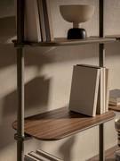 Shelves in canaletto walnut with titanium lacquered undershelf, complete with shelf supports (to be inserted individually in the trolley)