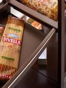 Detail of the storage tray, which like the other special larder shelves is also made entirely of painted metal (Metallic Bronze finish in photo)