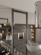 Detail of upper supports in case of floor-to-ceiling uprights, adjustable up to 1 cm