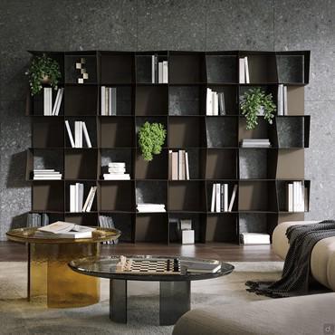 Modern design bookcase with slanted Match panels