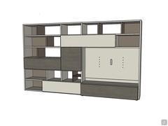 3D model of a wall system with TV compartment