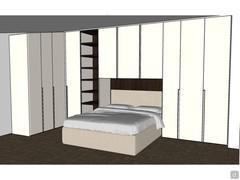 3D design of bedroom with bridge wardrobe