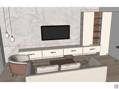 Living room design with customised wall system