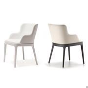 Magda chair with armrests in wood and leather, by Cattelan