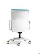 Rear view of the Steve task chair with armrests, available with white frame and base as in photo or black