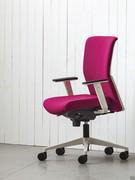 Steve coloured fabric office task chair with white shell and white painted aluminium base