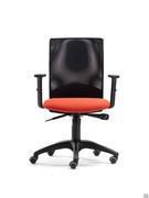 Jeff swivel office chair with upholstered fabric seat, black polyamide frame and black mesh backrest