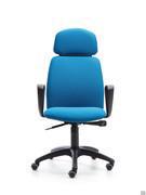 Jack executive office chair in the model with fixed armrests and standard headrest; 5-spoke base in black polyamide