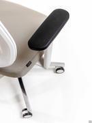 Detail of armrests adjustable in 4 directions: height, width, depth and with swivelling support
