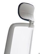 Breathable mesh backrest detail with comfortable height- and tilt-adjustable headrest