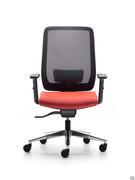 Elon office chair with black shell, synchronised self-weighting mechanism, height-adjustable armrests and polished aluminium base