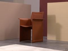 Katla classic leather waiting chair with high, curved armrests