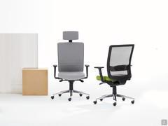 Bill adjustable home-office chair available with backrest with or without headrest, mesh or upholstered