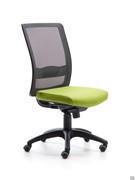 Bill desk chair without armrests, with black shell, mesh backrest, technical fabric seat and black polyamide base