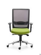 Bill office chair with armrests, height- and tilt-adjustable mechanism and polished aluminium swivel base on castors