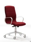 Mark office chair with medium backrest, armrests and white painted aluminium base