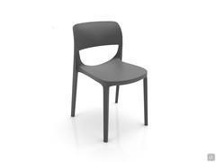 Detail of the Sprint coloured polypropylene chair, here in black (RAL 9005)