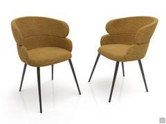Double armchair Diane upholstered in fabric, with black painted metal frame
