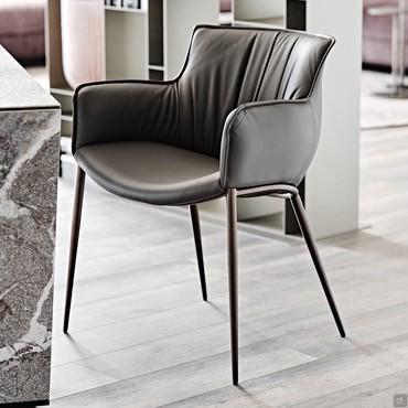 Upholstered leatherette chair with armrests Rhonda by Cattelan