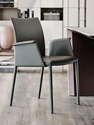 Norma chair by Cattelan in the version with armrests and legs upholstered to match the seat. Available covers include fabric, imitation leather and real leather, in several colours and variants
