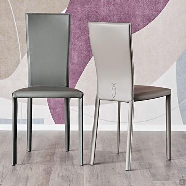 Leather chair with decorated backrest Nina by Cattelan
