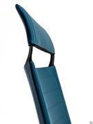 Detail of padded backrest with upholstered headrest for comfortable head support