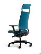 Detail of the high, ergonomic backrest with headrest, which ensures correct posture and comfortable support for the back and head