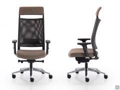 Front and side view of the Expo Light executive chair, elevating and swivel, with fast synchronised seat and backrest tilt mechanism