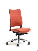 Expo Light armless swivel and task chair with upholstered seat and backrest and polished aluminium base