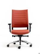 Expo Light task chair with adjustable armrests and polished aluminium base, upholstered and quilted backrest