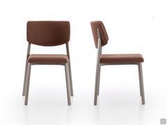 Omnia kitchen chairs in upholstered version, available in different fabrics and with metal frame in different finishes