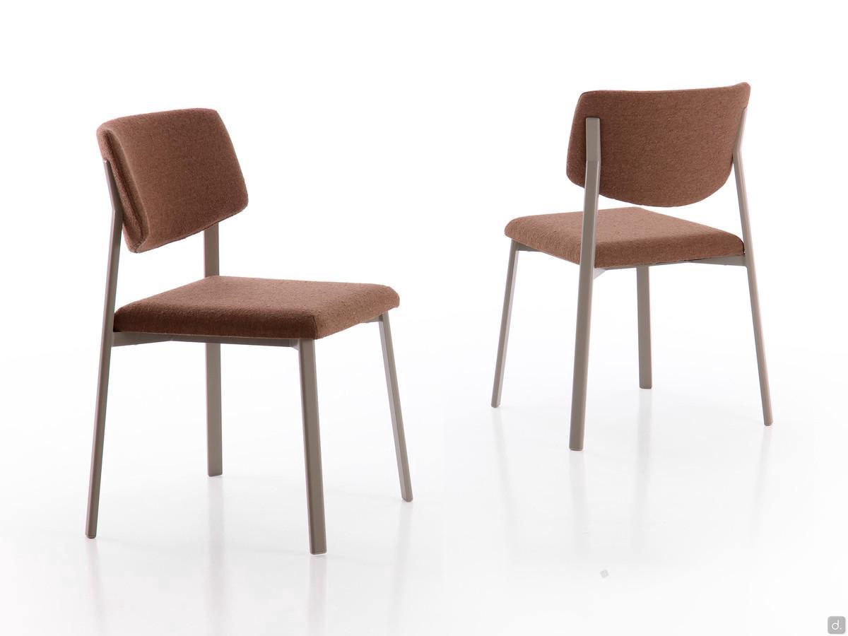 Omnia upholstered kitchen chair, also available in armchair variants with curved backrest or entirely made of polypropylene