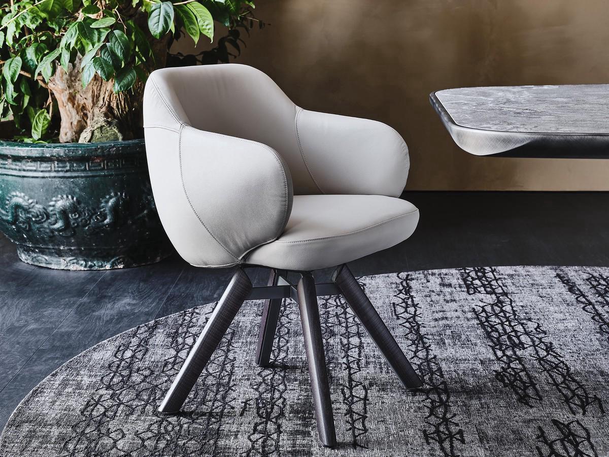 Bombè upholstered swivel chair with metal legs by Cattelan