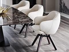 Bombè upholstered swivel chair with wooden legs by Cattelan