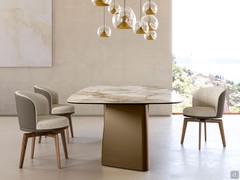 Piper two-tone armchair here with swivel and self-centring wooden base