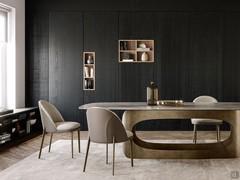 Wendy chair here with two-tone upholstery and metal legs