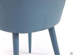 Detail of the backrest and legs covered in leather