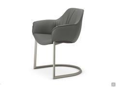 Side view of the Scarlett armchair in the cantilever version with the typical cantilever structure obtained from a single metal profile