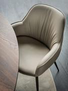 Top view showing the folds of the leather upholstery decorating the inside of the backrest