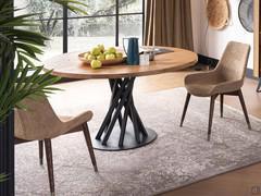 Clara fabric chairs matched to the Belize table, part of the same collection and therefore co-ordinated in terms of materials and finishes