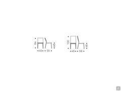 Schemes and dimensions of Cattelan's Margot chair in the two available models