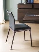 Arcadia chair by Cattelan covered in leather, with stained wood frame