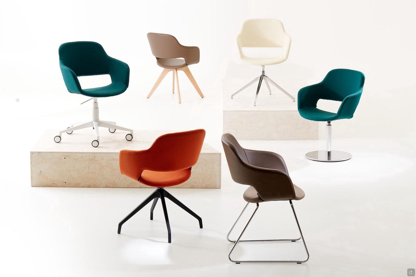 Wizard upholstered swivel meeting chair - available in various models, adjustable, fixed base, sled base, or with wooden or metal legs