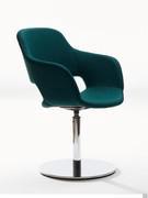 Wizard office armchair with polished stainless steel swivel base