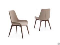 Pair of Clara chairs in Carabù fabric col. 108, with frame in solid ash stained Coffee