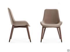 Clara chair upholstered entirely in fabric, with solid ash frame and painted metal spacers